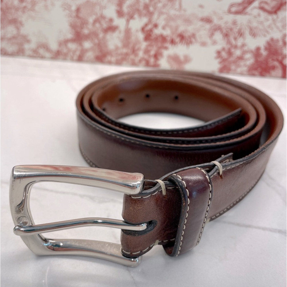 Mens Torino Tumbled Glove Cowhide Brown Leather Belt, Size 40